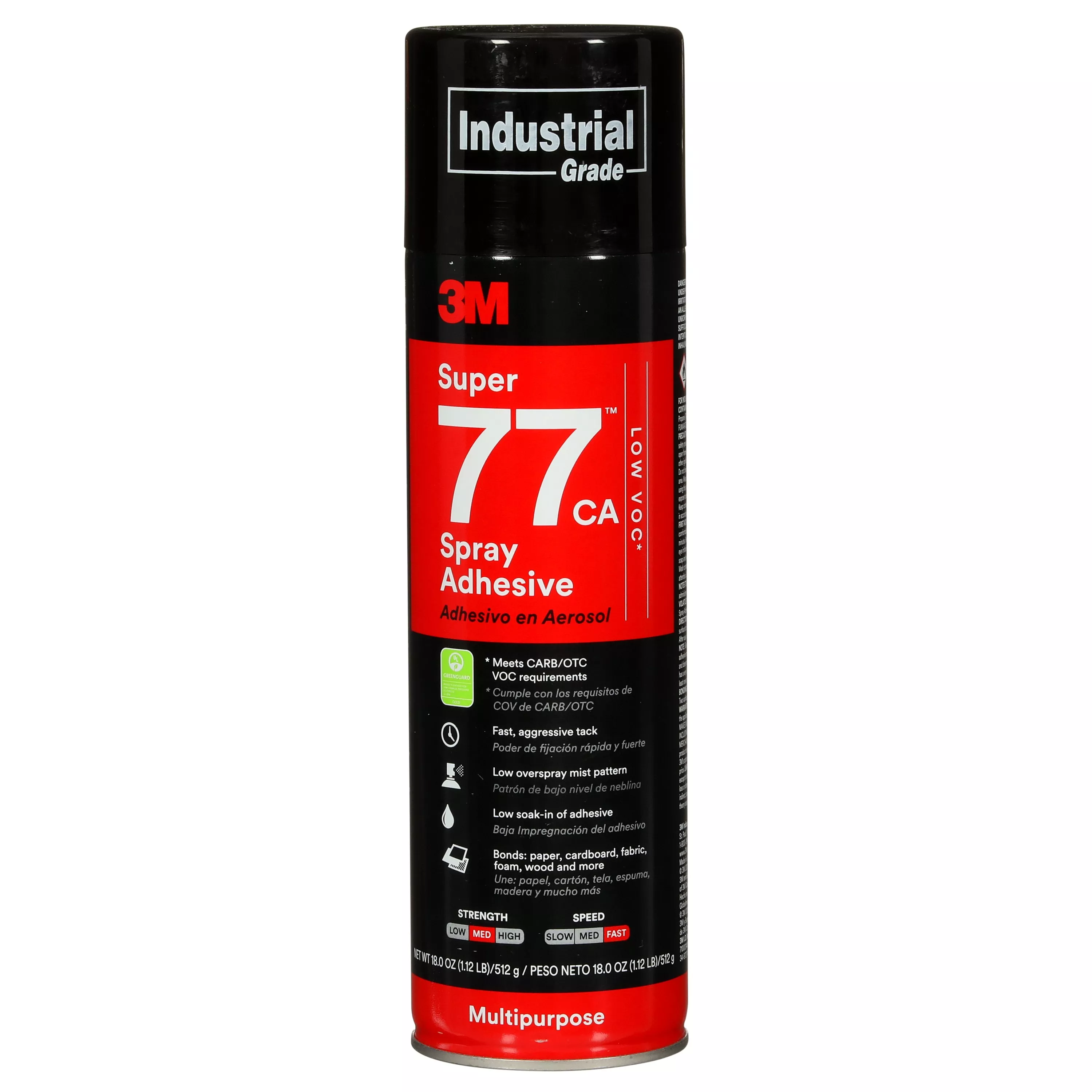 3M™ Super 77™ CA Multipurpose Spray Adhesive, Low VOC less than 25%, Clear, 24 fl oz (Net Wt 18.0 oz), 12 Can/Case (Case of 12) Ground service only. Air shipping is not available for this item. SKU 7100014109