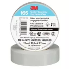 3M™ Temflex™ Vinyl Electrical Tape 165, Gray, 3/4 in x 60 ft (19 mm x 18 m), 6 mil, 10 Rolls/Pack