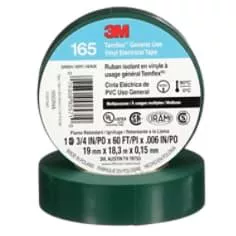 3M™ Temflex™ Vinyl Electrical Tape 165, Green, 3/4 in x 60 ft (19 mm x 18 m), 6 mil, 10 Rolls/Pack