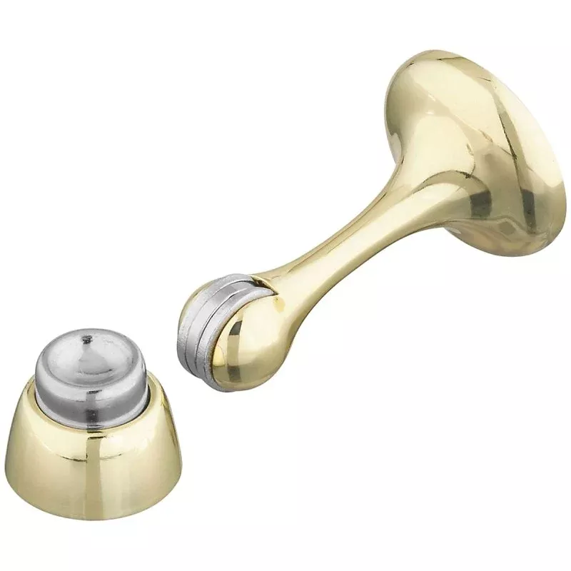 National Hardware N328-161 Door Stop, 1-3/4 in L, 4-3/4 in W, 3 in Projection, Die-Cast Zinc/Steel, Brass