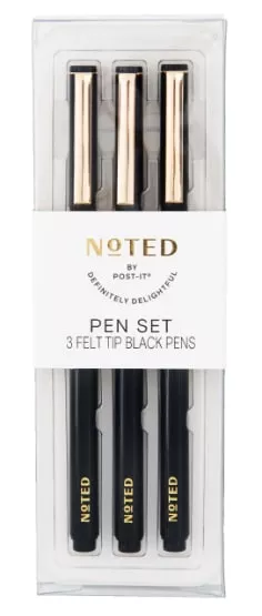 Post-it 3pk Pens NTD9-PEN-BK, 3 Felt Tip Black Pens (Case of 24) SKU 7100324952