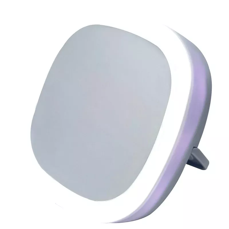 PowerZone MK-8403 LED Portable Make Up Mirror, Square, 3-1/4 in W, 3-1/4 in H, Plastic Frame, White Frame (Pack of 12)