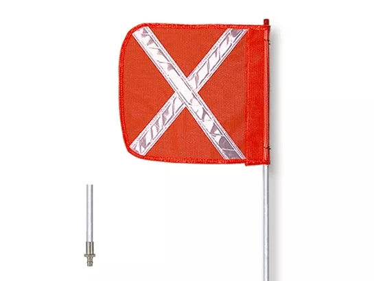 Warning Whip - General Purpose - 12' - Non-Lighted - 12" Orange Flag - White X - Quick Disconnect - FS12X-QD-O